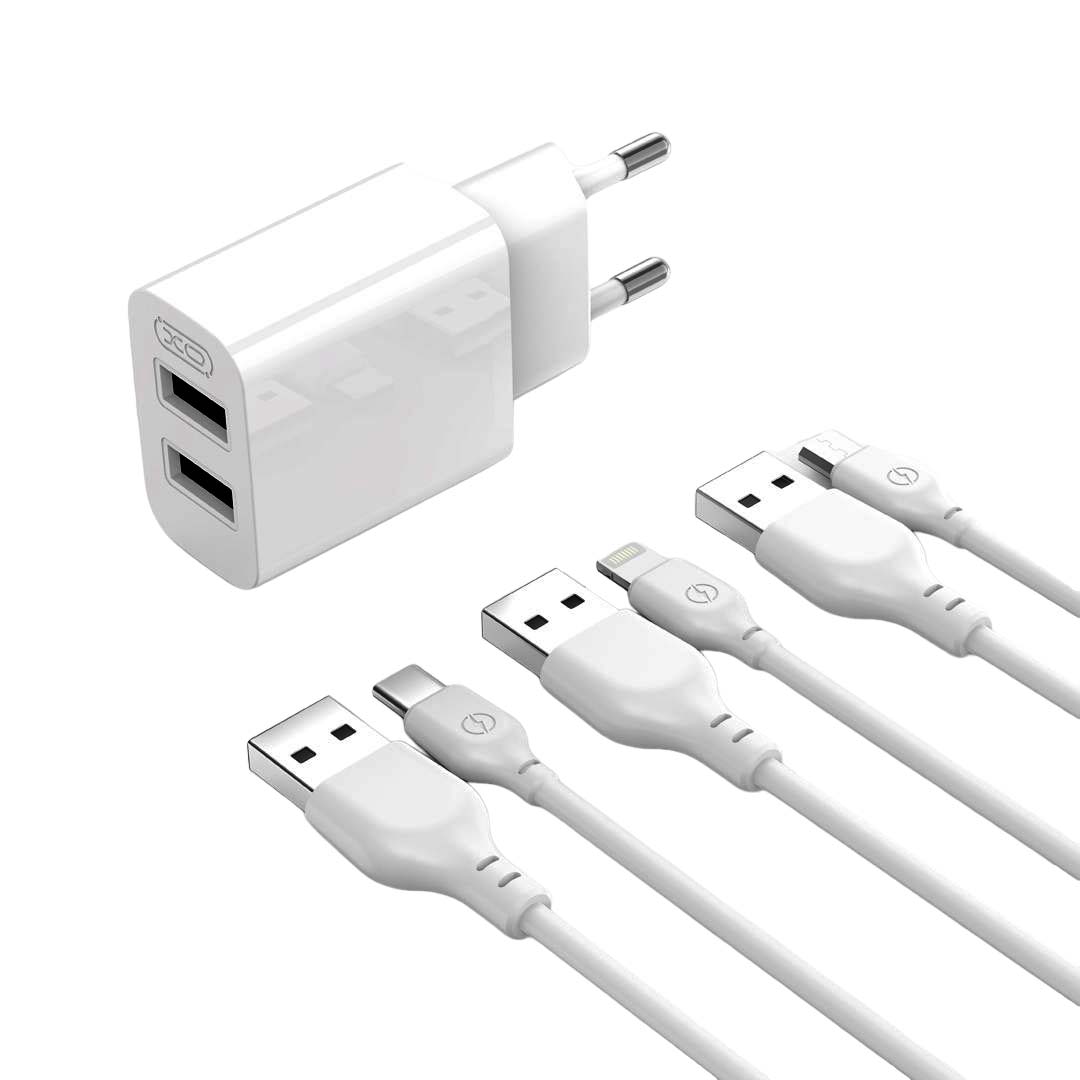 XO L109 (EU) Φορτιστής με Διπλή Θύρα USB-A 2.4A και Καλώδιο Type-C