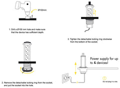 Entac Πολύπριζο 4 Θέσεων Κατακόρυφο 3G1.5 1.5m