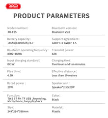 XO F55 Boat Διπλό Ηχείο Speaker Bluetooth 8' Horn RGB 20W