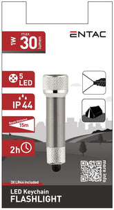 Entac Φακός 5 LED Μπρελόκ Ασημί