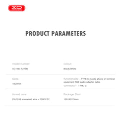 XO NB-R279B Type-Cσε 3.5 Καλώδιο Ήχου Μαύρο