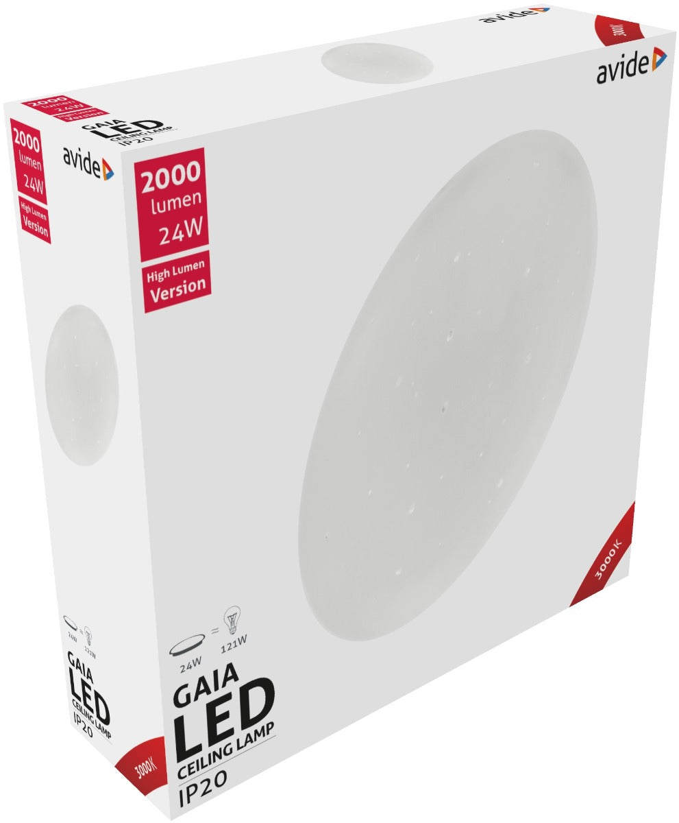 Avide LED Μοντέρνα Πλαφονιέρα Οροφής Gaia 24W 380x105.0mm Θερμό 3000K