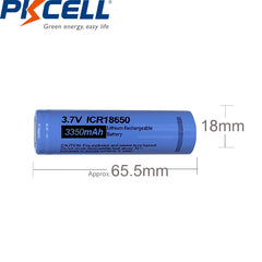 Pkcell Μπαταρία Λιθίου ICR18650 3.7V 3350mAh PCB