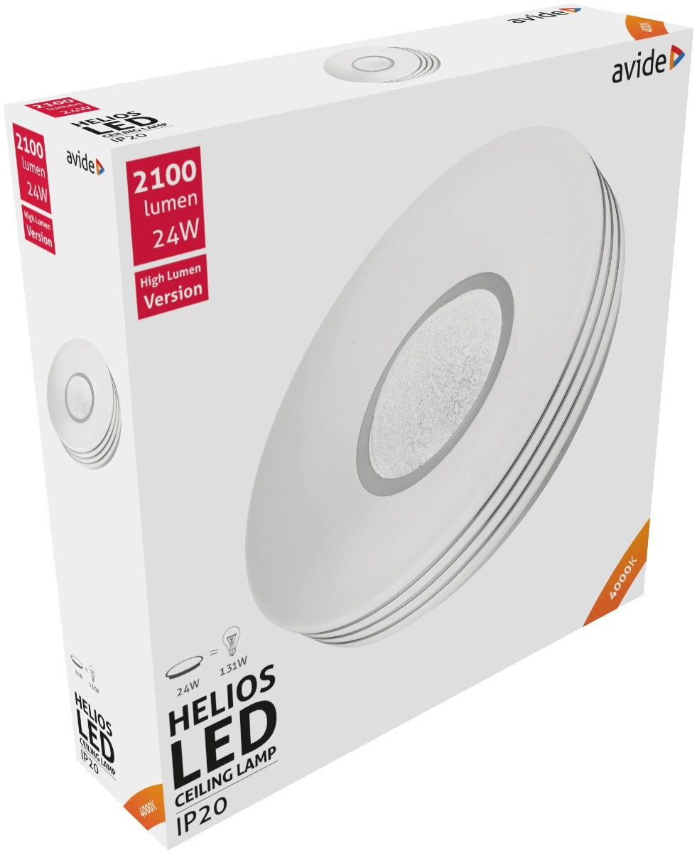 Avide LED Μοντέρνα Πλαφονιέρα Οροφής Helios 24W 380x95.0mm Λευκό 4000K