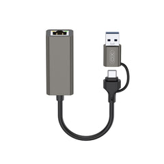 XO HUB018 Αντάπτορας Δικτύου USB σε Type-C 2-σε-1 RJ45 100Mbs