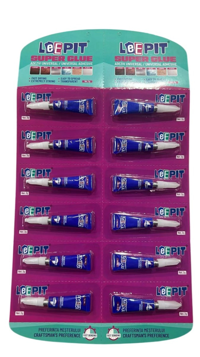 LEEPIT Super Glue Υγρή Κόλλα Universal 2g 12τμχ