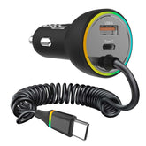 ATC-CA08 Φορτιστής Αυτοκινήτου με 2 Θύρες USB-A & Type-C και Καλώδιο Type-C 70W