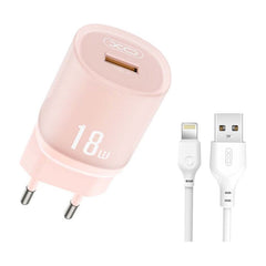 XO L157(EU) Φορτιστής QC3.0 18W με Καλώδιο Lightning Ροζ