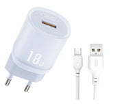 XO L157(EU) Φορτιστής QC3.0 18W με Καλώδιο Micro Μπλε