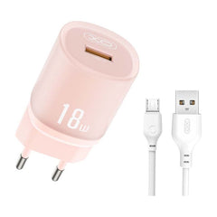 XO L157(EU) Φορτιστής QC3.0 18W με Καλώδιο Micro Ροζ