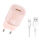XO L157(EU) Φορτιστής QC3.0 18W με Καλώδιο TYPE-C Ροζ