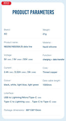 XO NB208 Καλώδιο Μεταφοράς Δεδομένων Lightning Σιλικόνης Μπλε