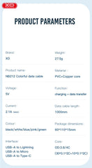 XO NB212 2.1A USB Καλώδιο για Type-C Μπλέ