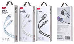 XO NB249 5A PVC Shiny Πολύχρωμο Καλώδιο Μεταφοράς Δεδομένων Lightning 1m Μαύρο