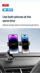 XO C117 Διπλή Βάση Κινητού Αυτοκινήτου με Βεντούζα