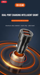 XO CC48 Smart Μεταλλικός Διπλός Φορτιστής Αυτοκινήτου USB Universal