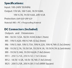 Τροφοδοτικό για Laptop 90W με 8 Κεφαλές