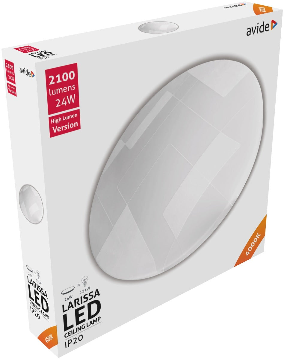 Avide LED Μοντέρνα Πλαφονιέρα Οροφής Larissa 24W 375x70mm Λευκό 4000K