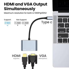 Αντάπτορας 2 σε 1 Type-C σε HDTV VGA hub