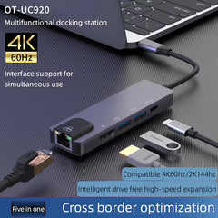 Αντάπτορας 5 σε 1 RJ45 USB3.0x2 PD 4K 60HZ HDTV