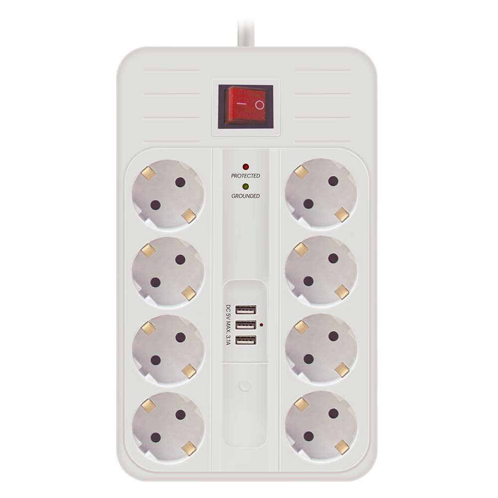 Technik Πολύπριζο 8 Θέσεων (1,5mm2) με Διακόπτη & 3 Θύρες USB 16A 1.5m