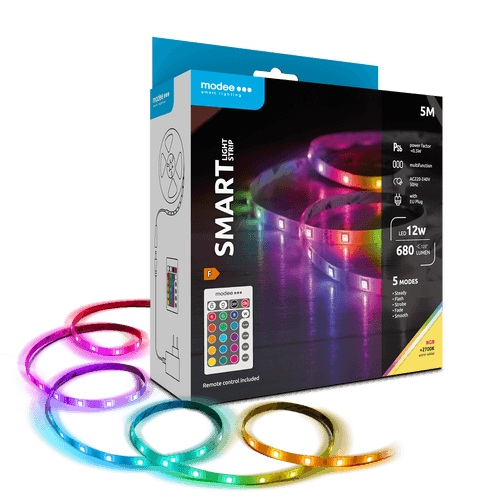 Modee Smart Ταινία LED 12W IP20 2700K & RGB 700lm με Τηλεχειριστήριο 5m