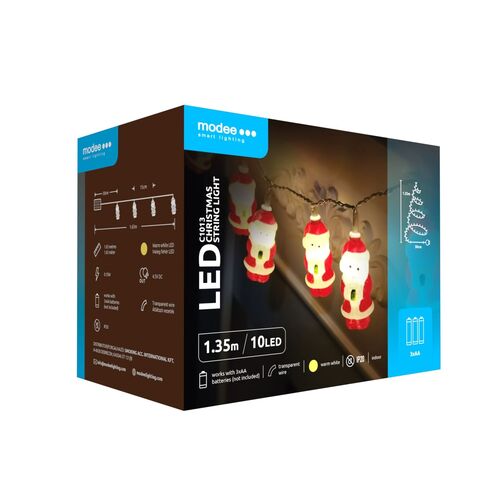 Modee Χριστουγεννιάτικα Φωτάκια LED Μπαταρίας C1013 (10LED/1.35m/15cm) Θερμό