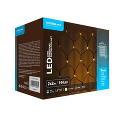 Modee Χριστουγεννιάτικα Διακοσμητικά Λαμπάκια LED με Αντάπτορα Mesh (144LED/2m x 2m) Θερμό Λευκό