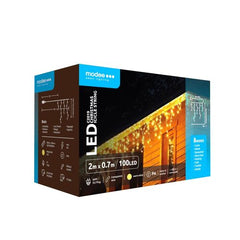 Modee Χριστουγεννιάτικα Φωτάκια LED με Αντάπτορα & Δυνατότητα Επέκτασης (100LED/2m/H70cm) Θερμό Λευκό
