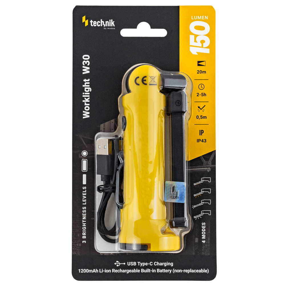 Technik Φακός Χειρός W30 με Ενσωματομένη Μπαταρία 2000mAh COB και 1x2835 LED (150 lumen)