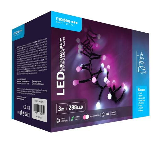 Modee Χριστουγεννίατικα Φωτάκια LED Τύπου Berry με Αντάπτορα (576LED/6m) Θερμό Λευκό