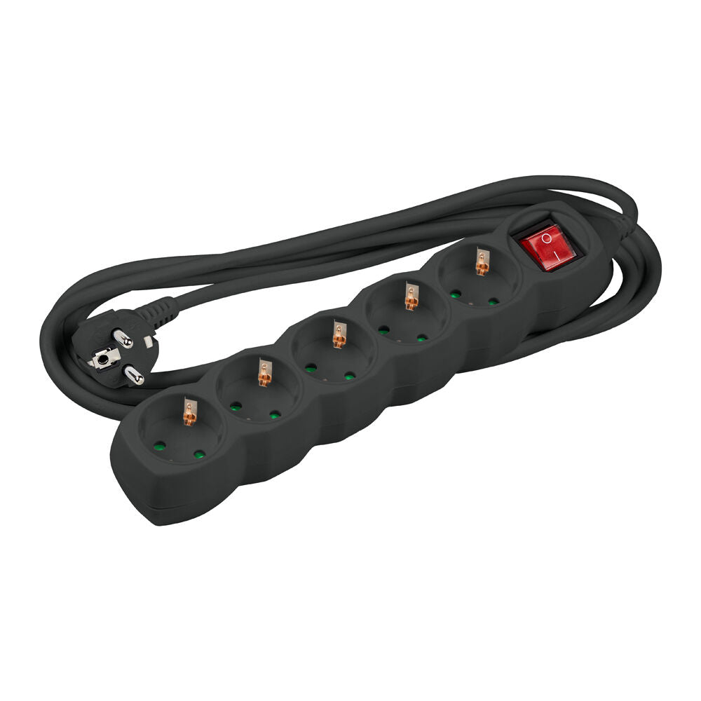 Technik Πολύπριζο 5 Θέσεων με Διακόπτη & 1.5 mm² Καλώδιο Χαλκού 16A Μαύρο 5m