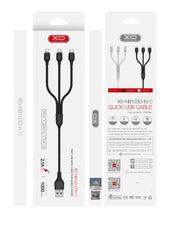 XO NB103 Καλώδιο USB 3 σε 1 2.0A Λευκό