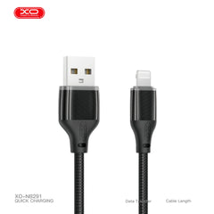 XO NB291 Καλώδιο Φόρτισης & Μεταφοράς Δεδομένων Lightning Braided 6A Μαύρο