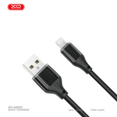 XO NB291 Καλώδιο Φόρτισης & Μεταφοράς Δεδομένων Lightning Braided 6A Μαύρο