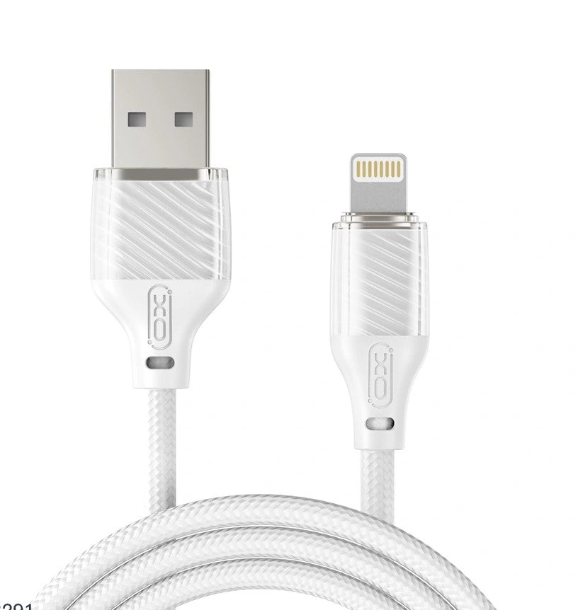 XO NB291 Καλώδιο Φόρτισης & Μεταφοράς Δεδομένων Lightning Braided 6A Λευκό