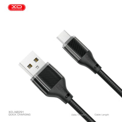 XO NB291 Καλώδιο Φόρτισης & Μεταφοράς Δεδομένων Type-C 6A Μαύρο