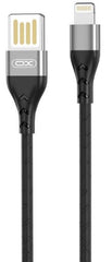XO NB188 2.4A Διπλής Φοράς Φόρτιση USB & Lightning 1m Γκρι