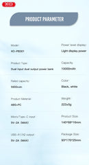 XO PB301 Power Bank με Φωτεινή Ένδειξη 10000mAh Μαύρο