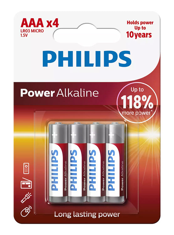 Philips Power Alkaline Μπαταρία LR03P BL4 AAA (4τμχ)