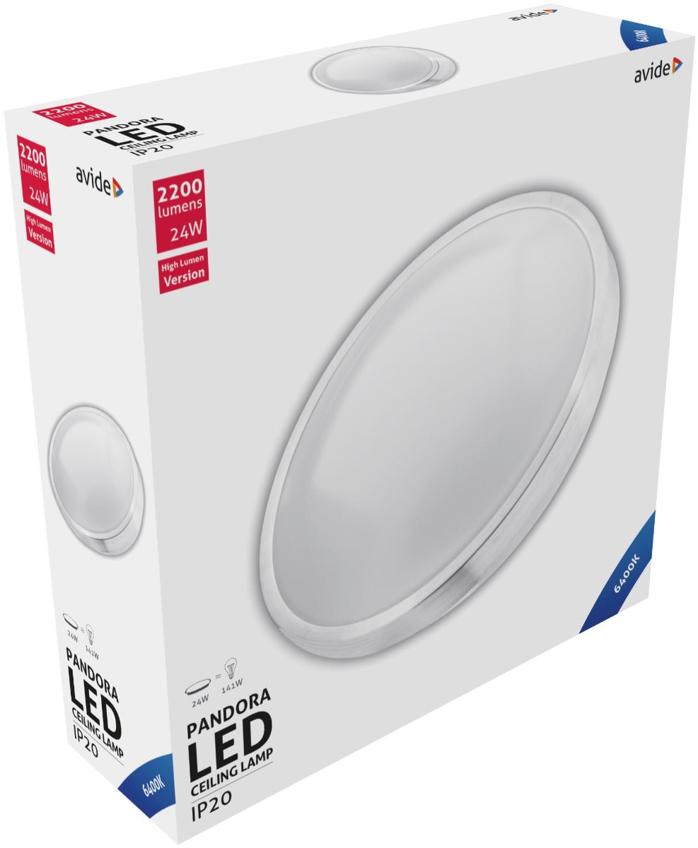 Avide LED Μοντέρνα Πλαφονιέρα Οροφής Pandora (Αλουμίνιο) 24W 380 x 110.0mm Ψυχρό 6400K