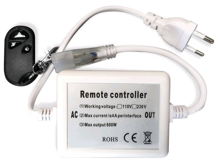 Avide Τηλεχειριστήριο RF και Ελεγκτής LED Ταινίας 220V 600W με Ντίμερ 3528 SMD