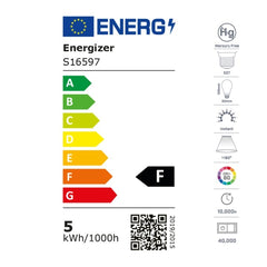 Energizer BEC Κοινή Λάμπα LED 4.9W E27 470lm 3000K Θερμό Λευκό