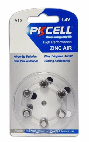 Pkcell 1.4V Zinc Air Μπαταρίες Ακουστικών Βαρηκοΐας A10 6τμχ