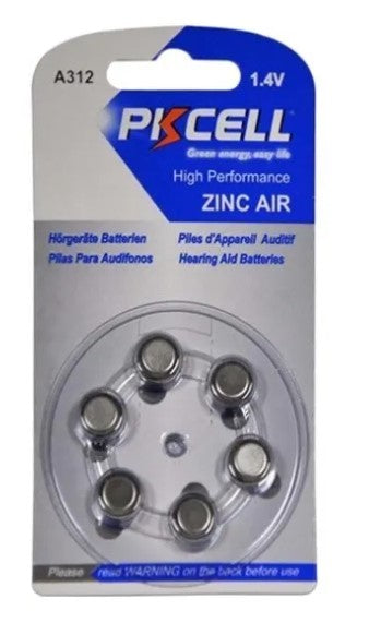 Pkcell 1.4V Zinc Air Μπαταρία Ακουστικών Βαρηκοΐας A312 6τμχ