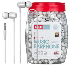 XO EP31 Ακουστικά Handsfree 80τμχ/Μπουκάλι Λευκά