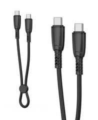 XO NB-Q248B Suluo Series Φορητό Καλώδιο Σιλικόνης Type-c σε Type-C 60W 25cm Strip Μαύρο