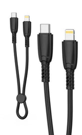 XO NB-Q248A Suluo Series Φορητό Καλώδιο Αντάπτορας Type-C σε Lightning 27W 25cm Strip Μαύρο