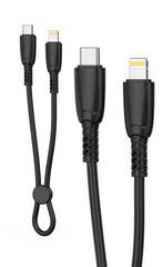 XO NB-Q248A Suluo Series Φορητό Καλώδιο Αντάπτορας Type-C σε Lightning 27W 25cm Strip Μαύρο