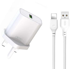 XO L103 (UK) QC3.0 18W Φορτιστής με Καλώδιο Lightning (NB103)